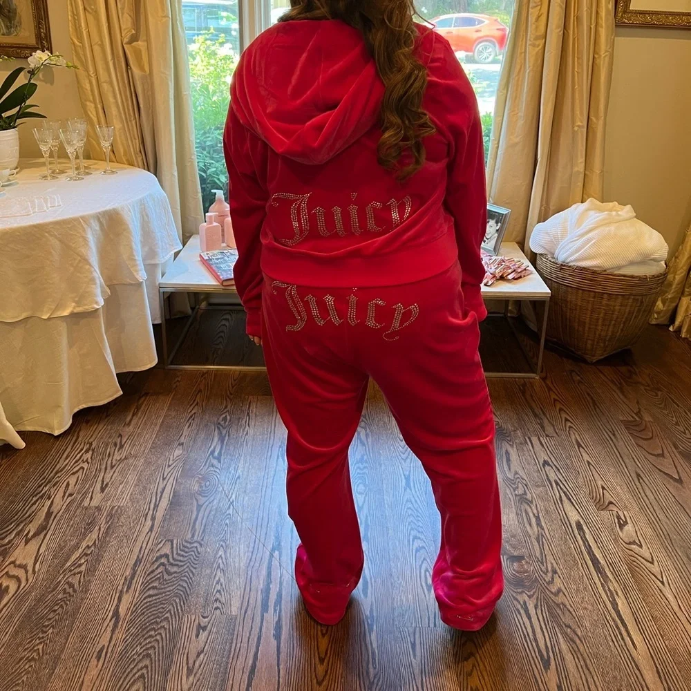 Juicy Couture OG BIG BLING VELOUR HOODIE Hot Pink - Picture 8 of 16